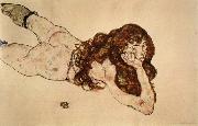 Egon Schiele Female Nude Lying on  Her Stomach Germany oil painting artist